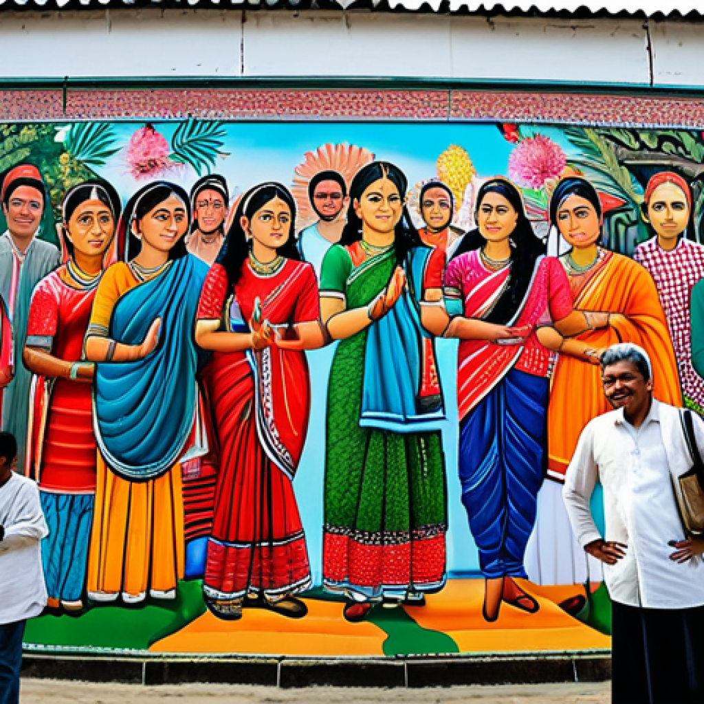 **

A collaborative art project in a vibrant, bustling community center in Dhaka.  Artists and local residents are working together on a large mural depicting scenes of daily life and Bengali culture.  Fully clothed figures, appropriate attire, safe for work, perfect anatomy, natural proportions, professional photography, high quality, family-friendly.

**