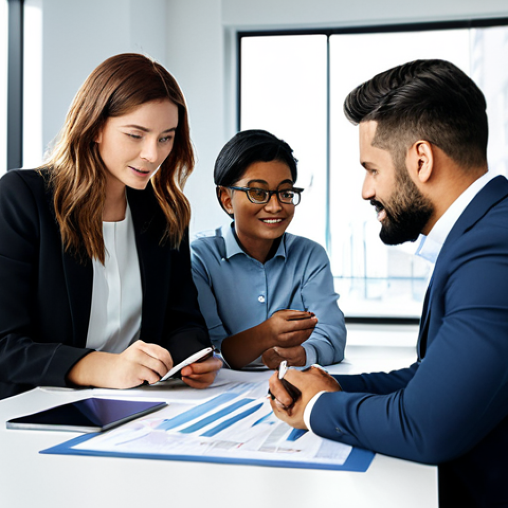 **

"A diverse group of professionals collaborating around a table in a modern office. They are reviewing data charts and brainstorming ideas for a new product. Everyone is fully clothed in appropriate business attire. The scene depicts a professional, family-friendly, and collaborative environment. Safe for work, appropriate content, perfect anatomy, natural proportions, well-formed hands."

**