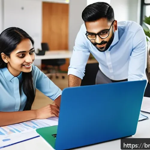 Home 17 코크리에이션을 위한 데이터 활용 전략 - A diverse professional team actively engaging in data collection and analysis in a modern office set...